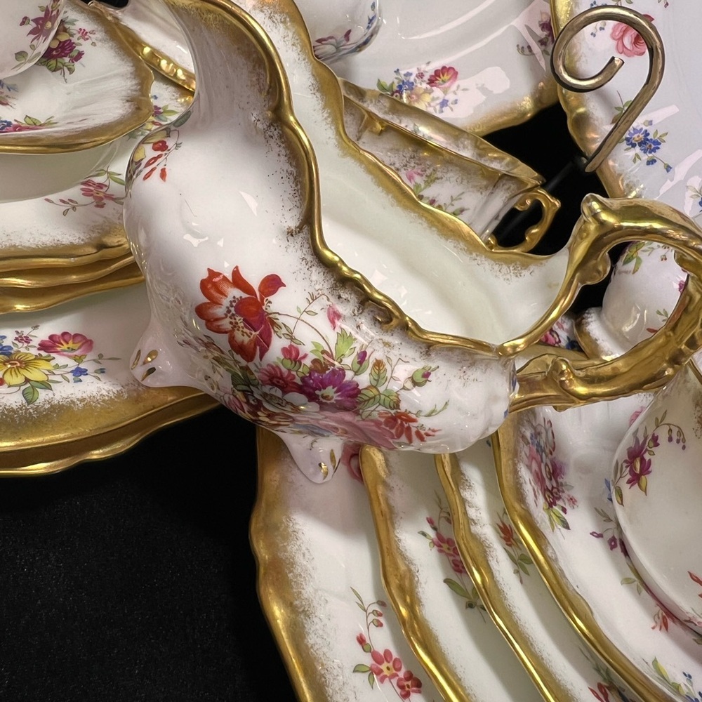 Antique Hammersley lady Patricia dinner for 8 people with tea pot and pitcher - Picture 5 of 16